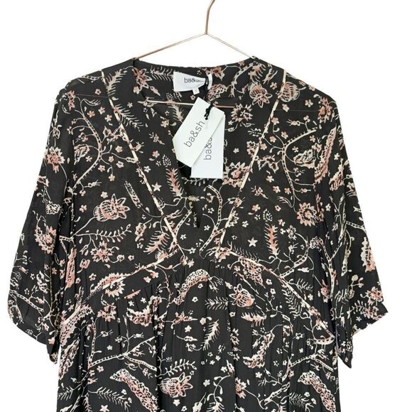 NEW ba&sh Cherry Printed Midi Dress Carbone Size Medium - Picture 6 of 14